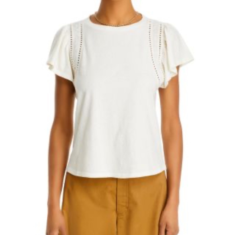 PAIGE Off White Paisley Flutter Sleeve Knit Top Women’s Small